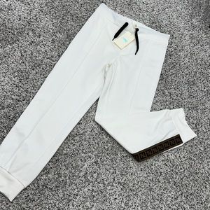 FENDI KIDS FF logo track pants White